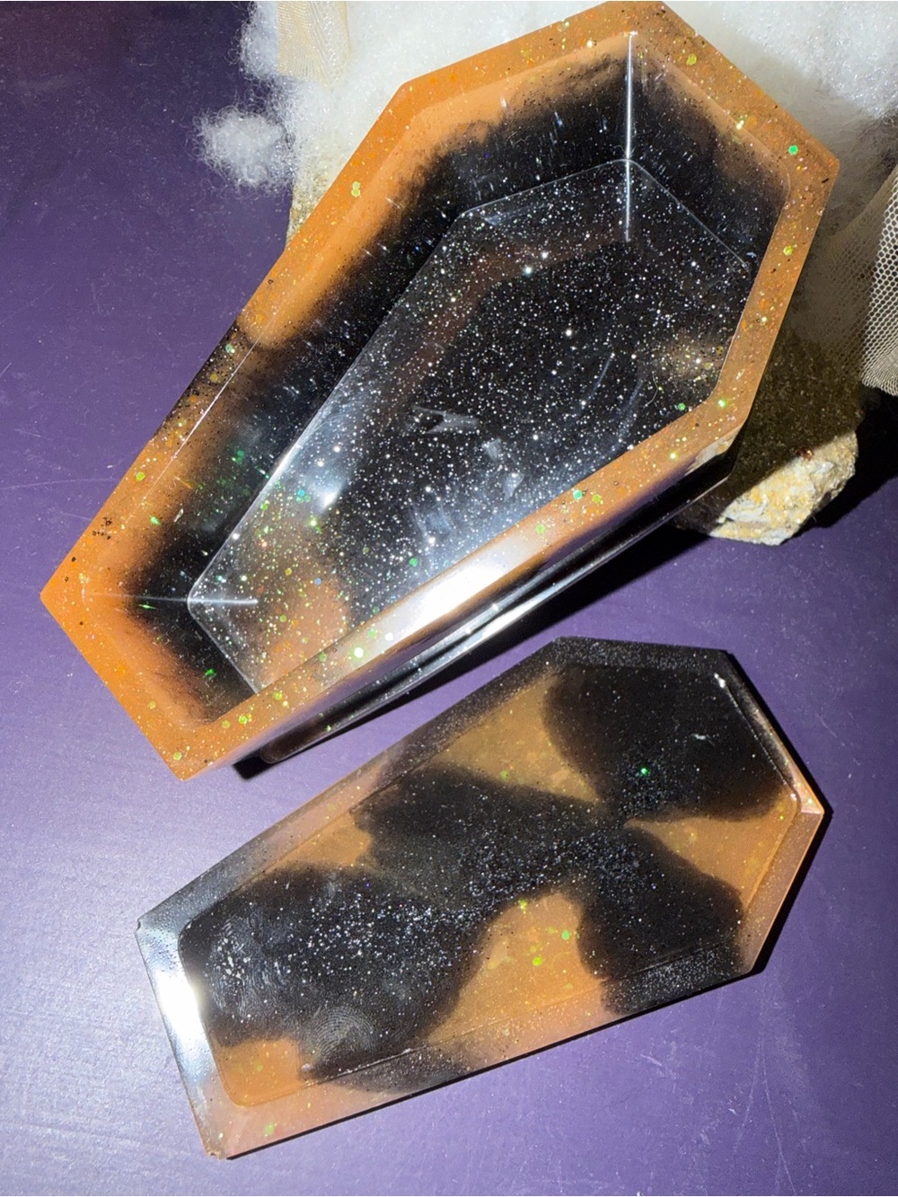 Gothic Resin Glitter Coffin Trinket Box - Picture 4 of 5